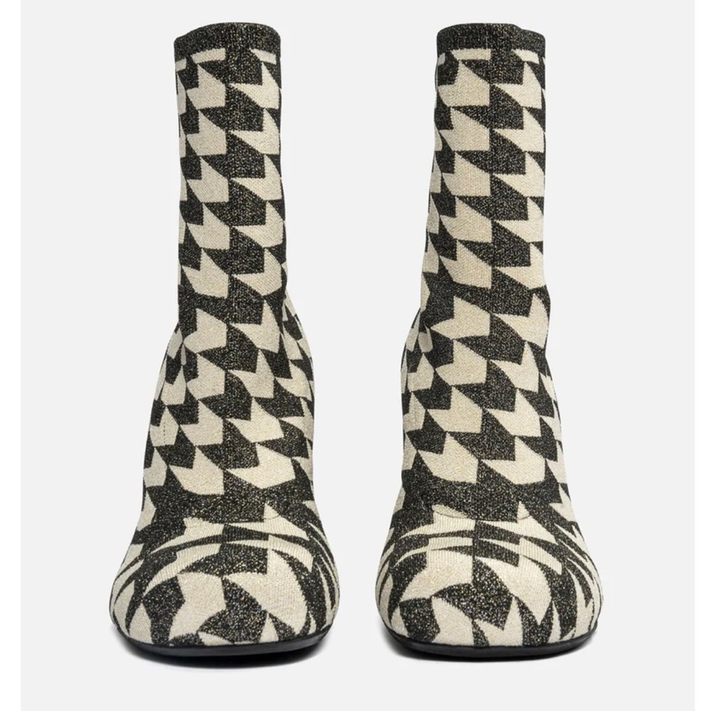 Marni - Jacquard Lurex Ankle Boots in Black/Cream - 38.5 - NWT